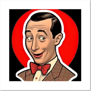 pee wee herman smiling with red background Posters and Art